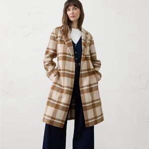 Banana Republic Plaid Tan and Cream Trench Coat